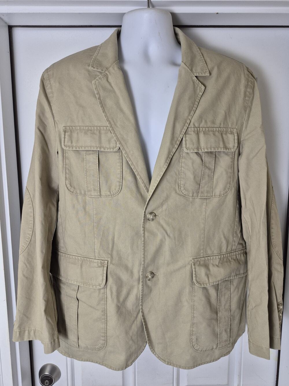 Vintage L.L. Bean Mens Safari Field Blazer Jacket Khaki Cotton 44 Short